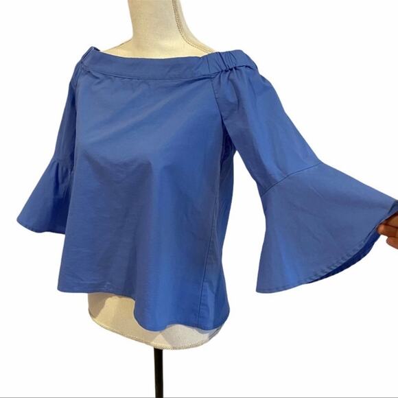 Cupio Blue off the shoulder bell sleeve top sz Small - Picture 7 of 8